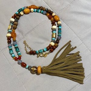 Long Beaded Necklace with Faux Suede Tassel by Chico's